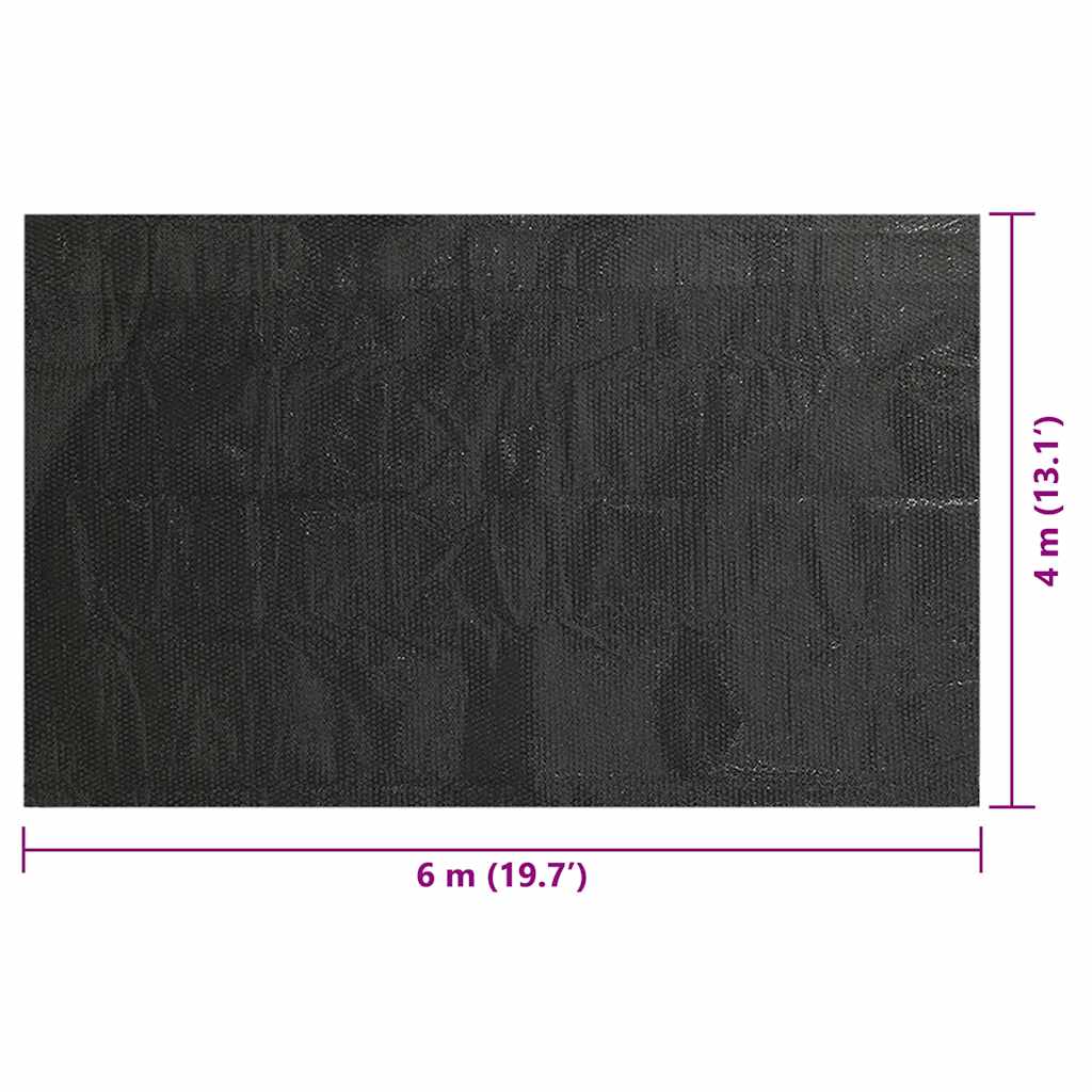 fekete, négyszögletes PE medencetakaró 600 x 400 cm