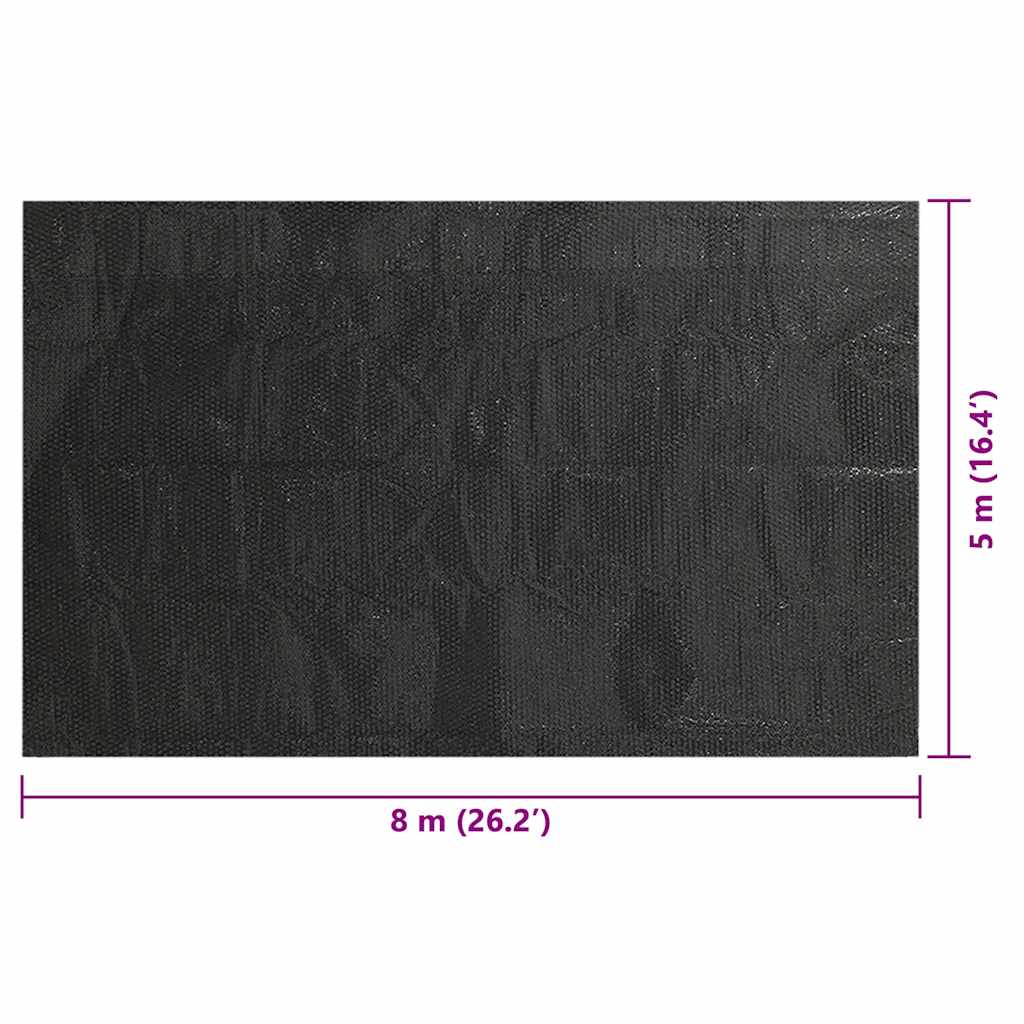 fekete, négyszögletes PE medencetakaró 800 x 500 cm