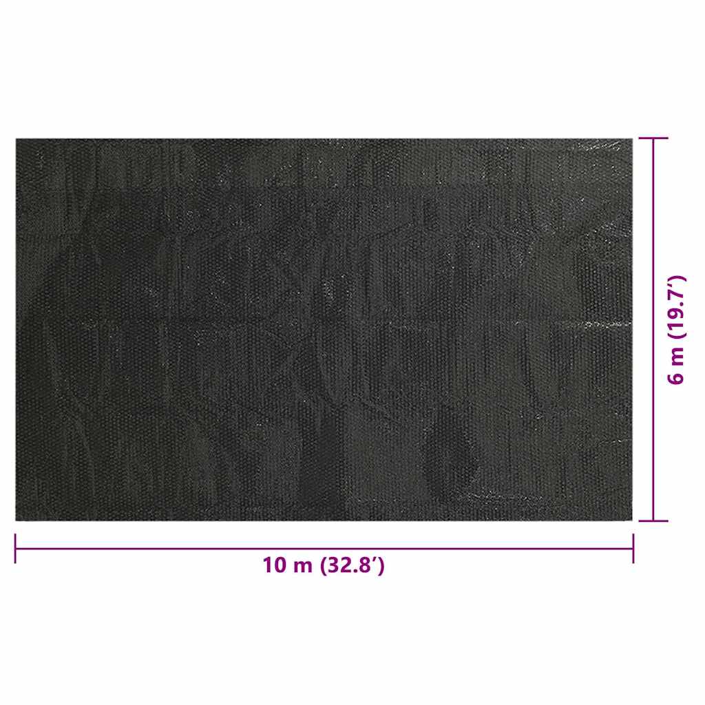 fekete, négyszögletes PE medencetakaró 1000 x 600 cm