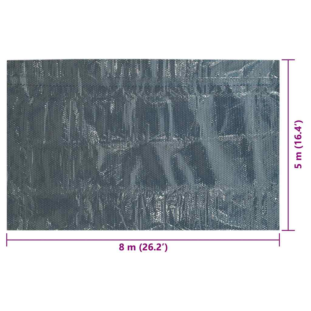 fekete és kék napelemes lebegő PE medencefólia 800 x 500 cm