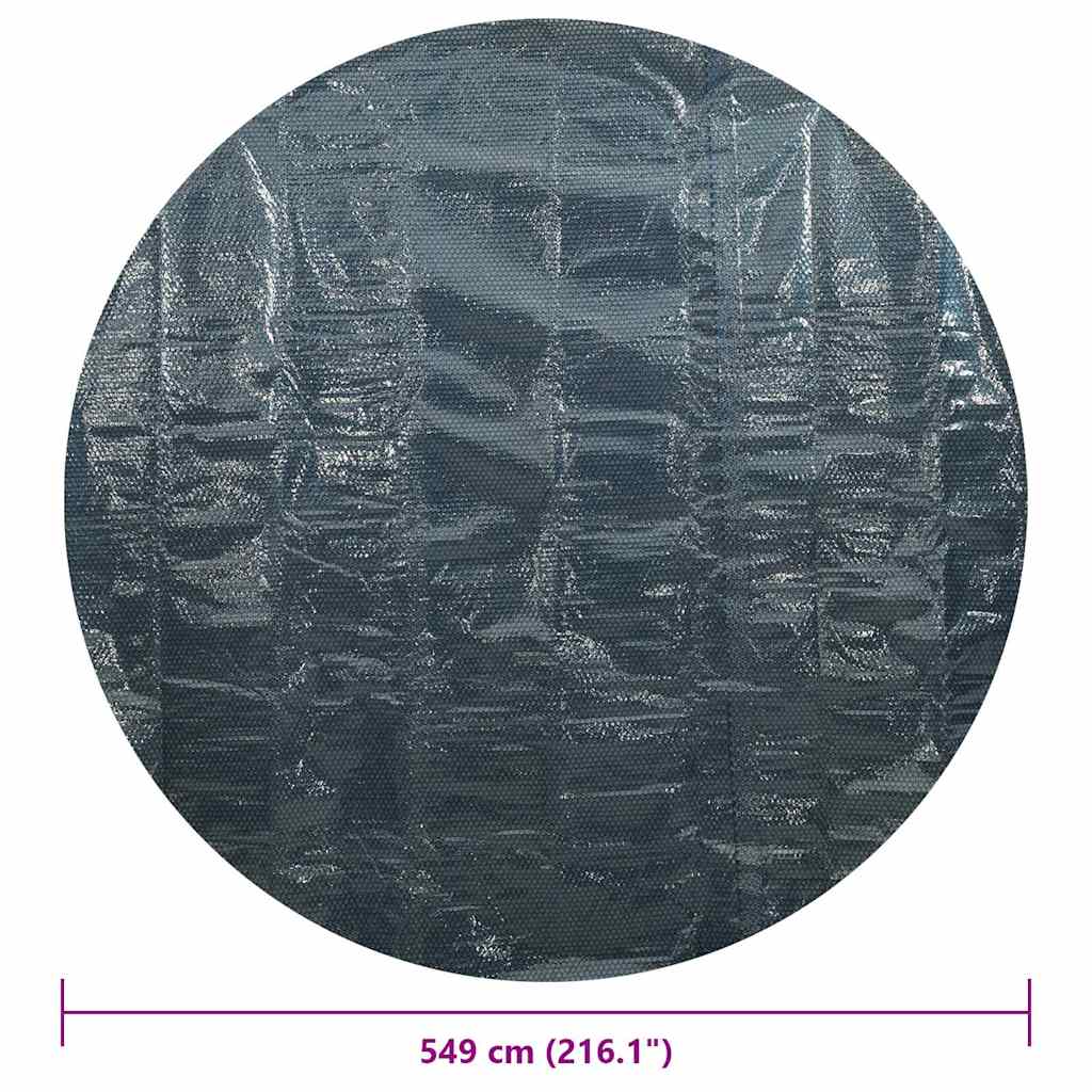 fekete és kék napelemes lebegő PE medencefólia 594 cm