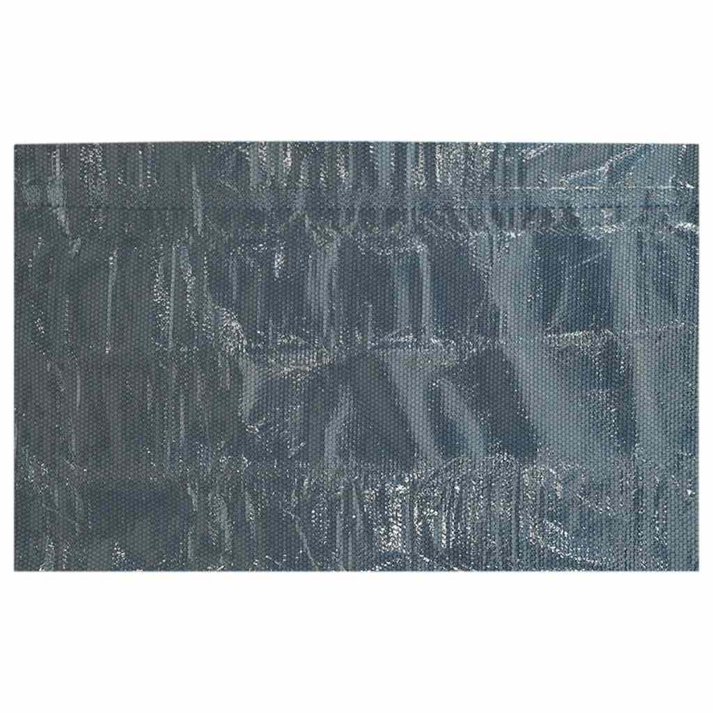 fekete és kék napelemes lebegő PE medencefólia 732 x 366 cm