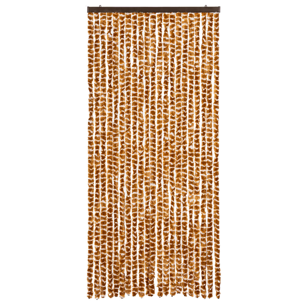 okkersárga és fehér zsenília rovarfüggöny 90 x 220 cm