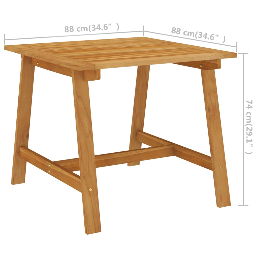 tömör akácfa kerti étkezőasztal 88 x 88 x 74 cm