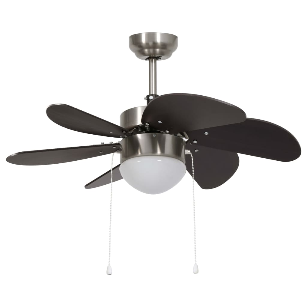 sötétbarna mennyezeti ventilátor lámpával 76 cm