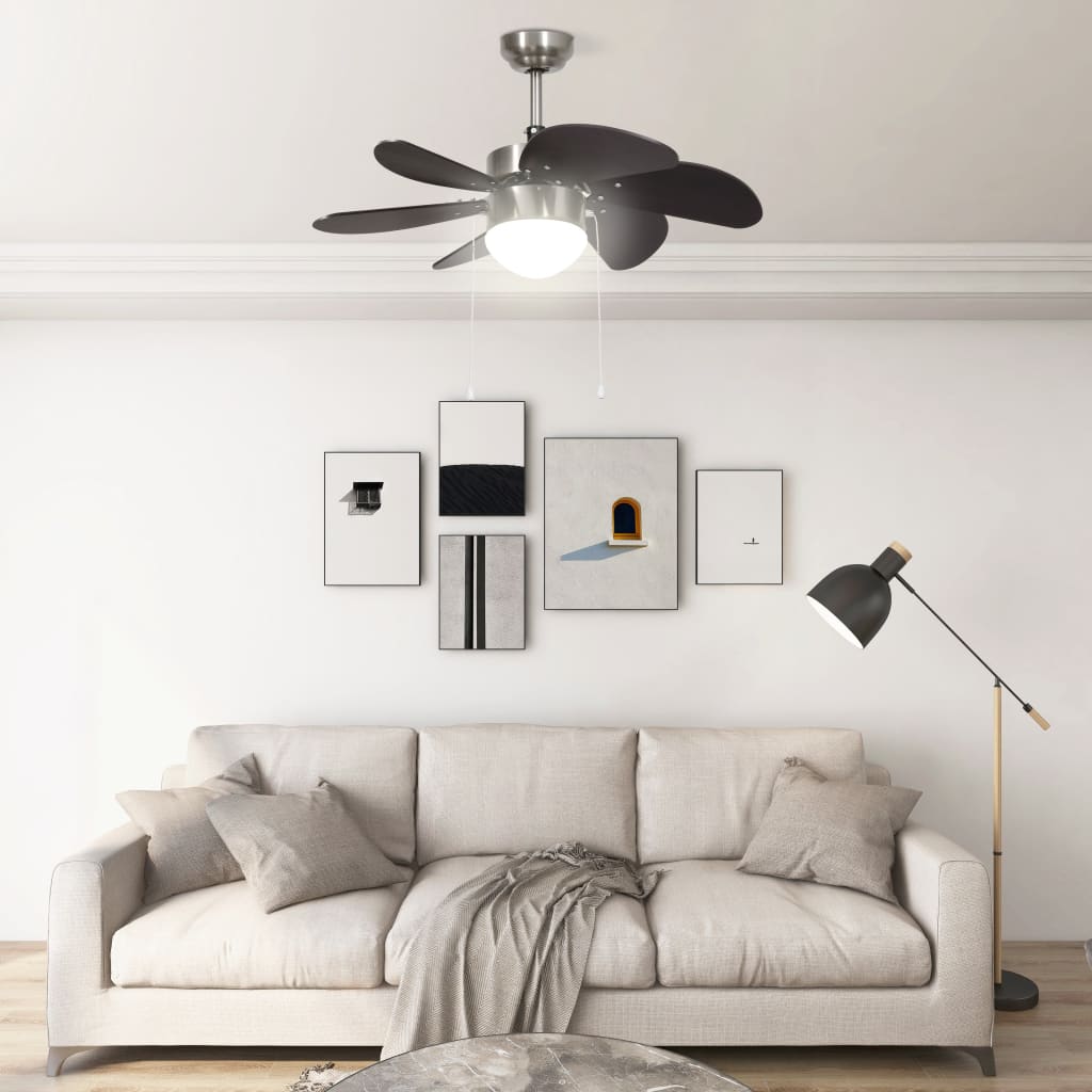 sötétbarna mennyezeti ventilátor lámpával 76 cm