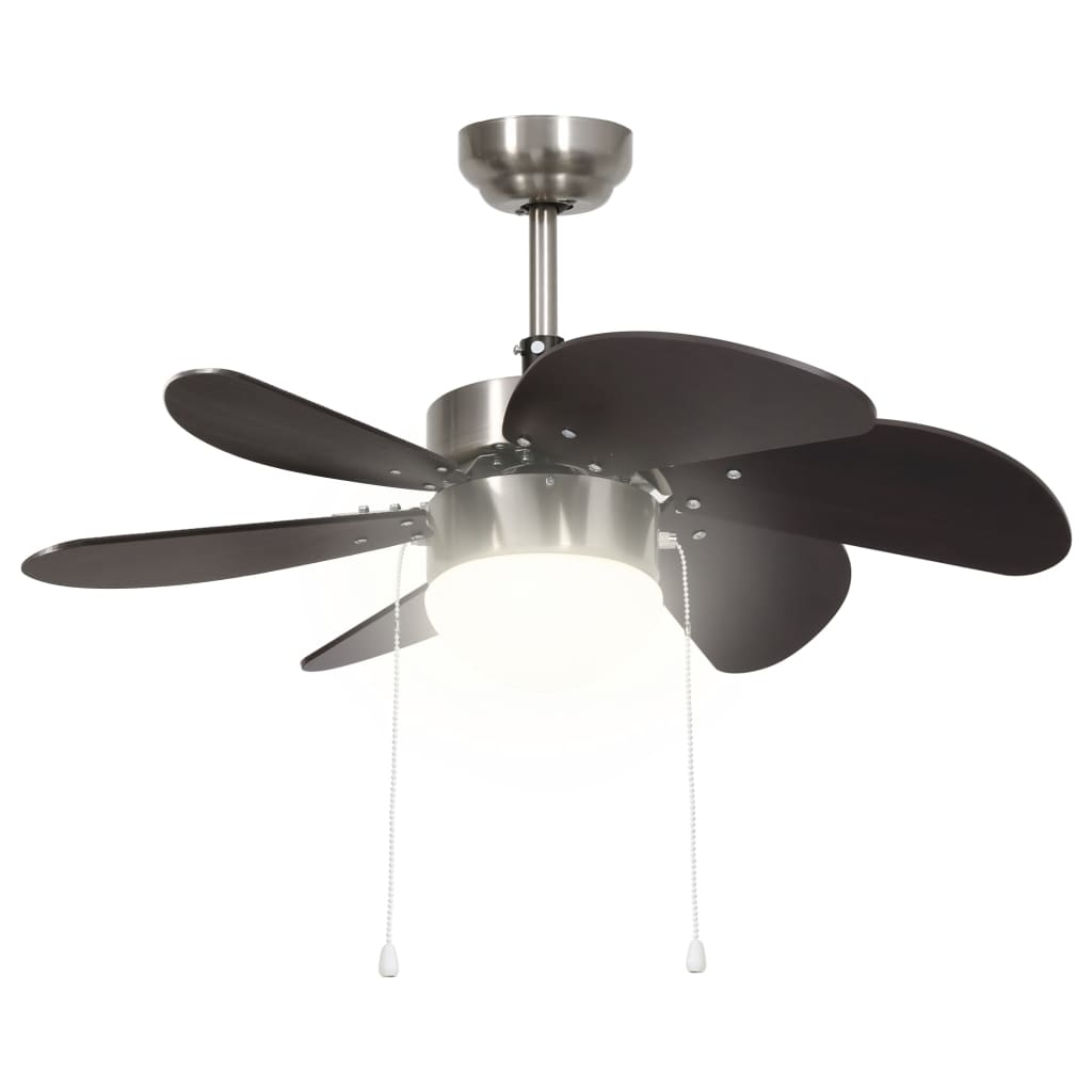 sötétbarna mennyezeti ventilátor lámpával 76 cm