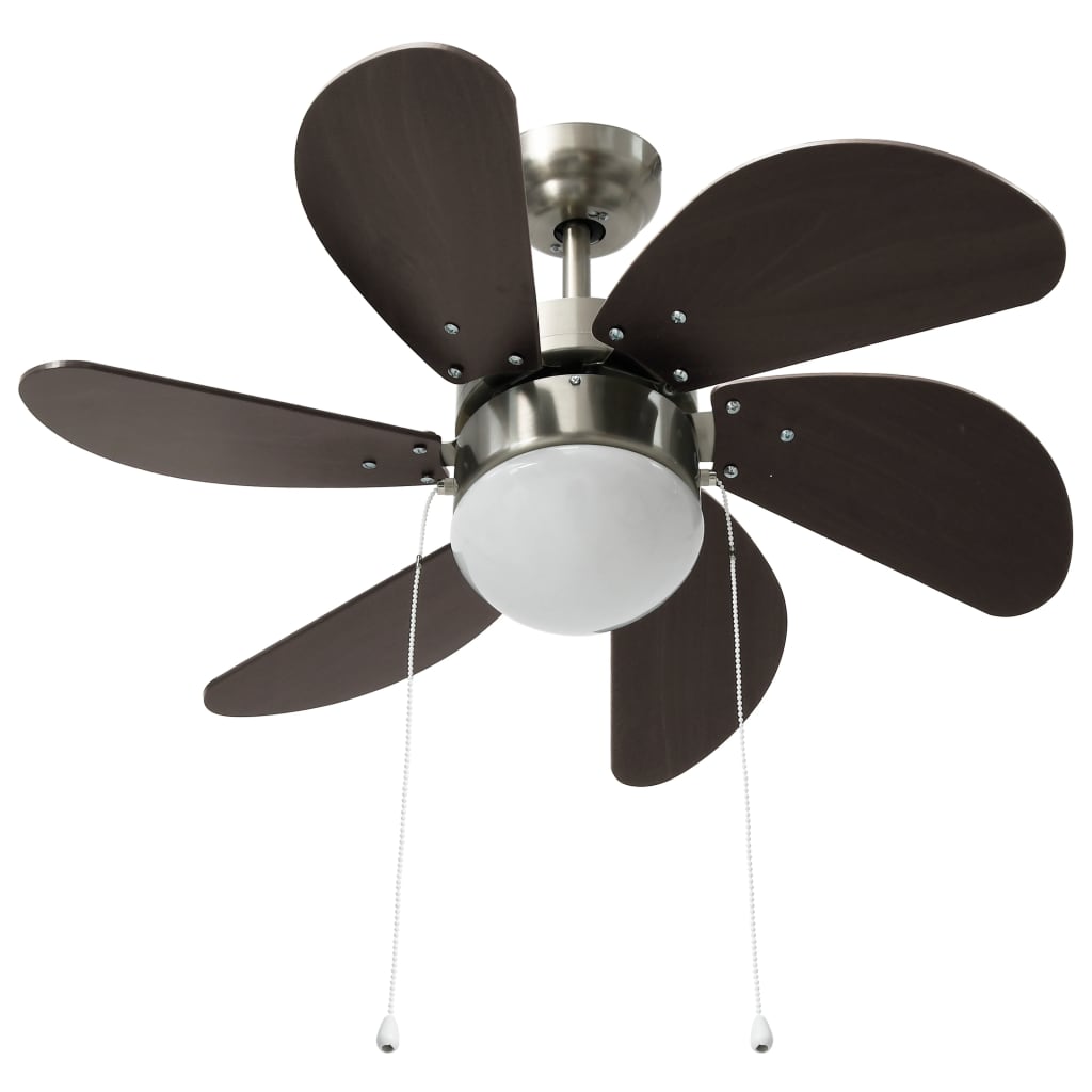 sötétbarna mennyezeti ventilátor lámpával 76 cm