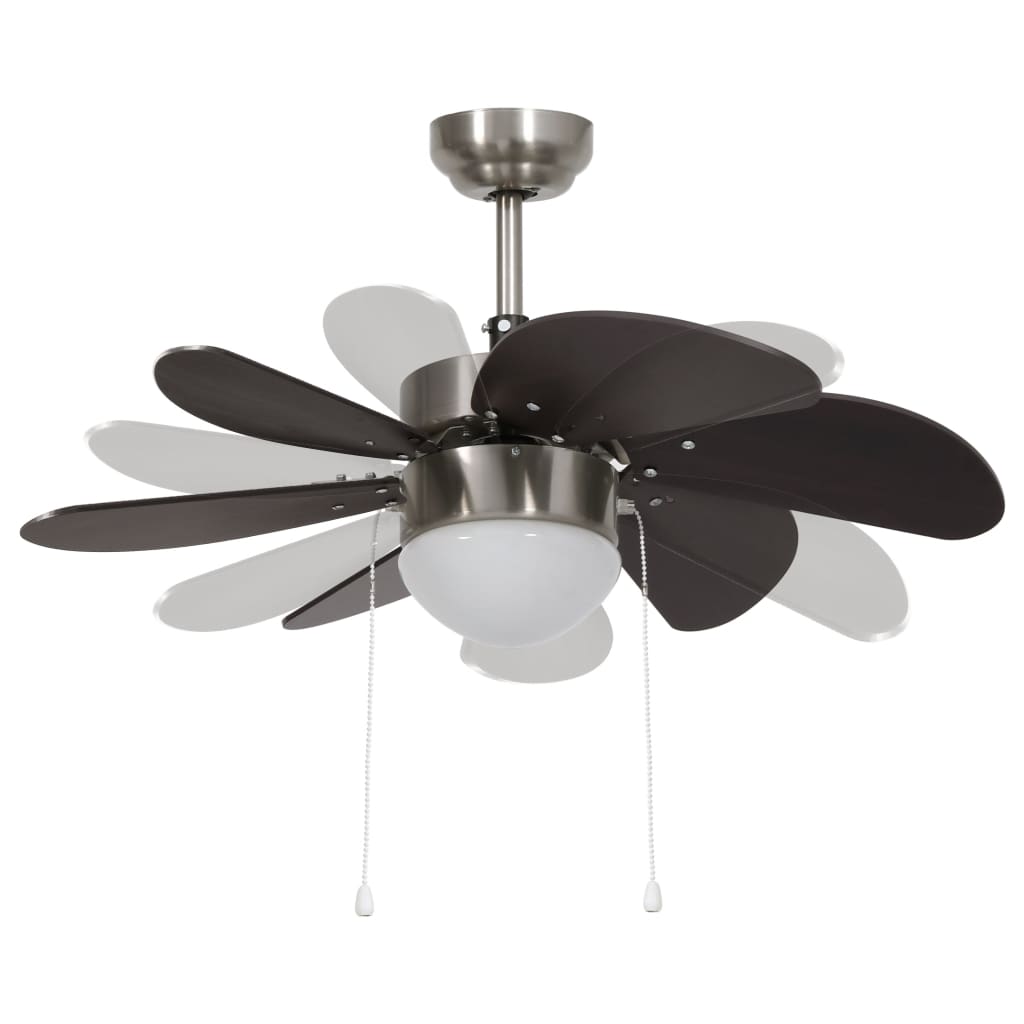 sötétbarna mennyezeti ventilátor lámpával 76 cm