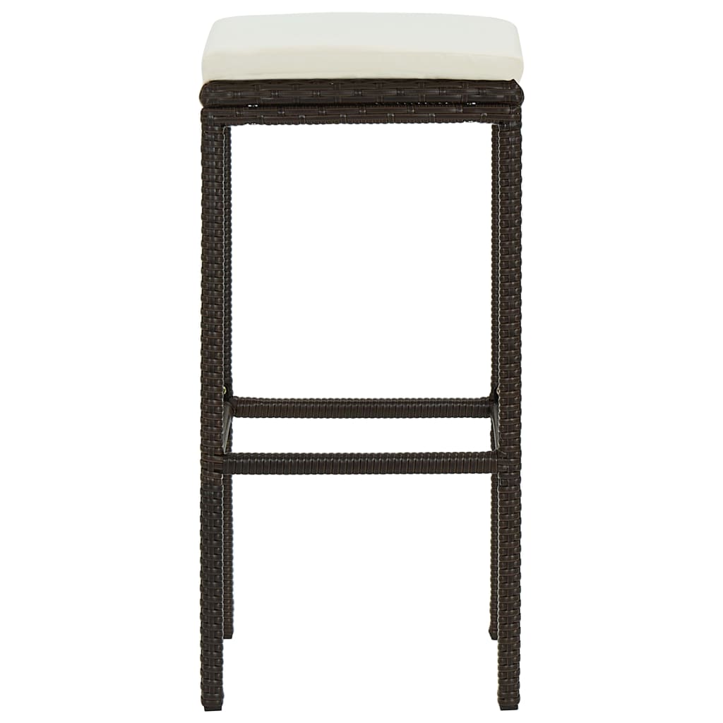 3 db barna polyrattan bárszék párnával