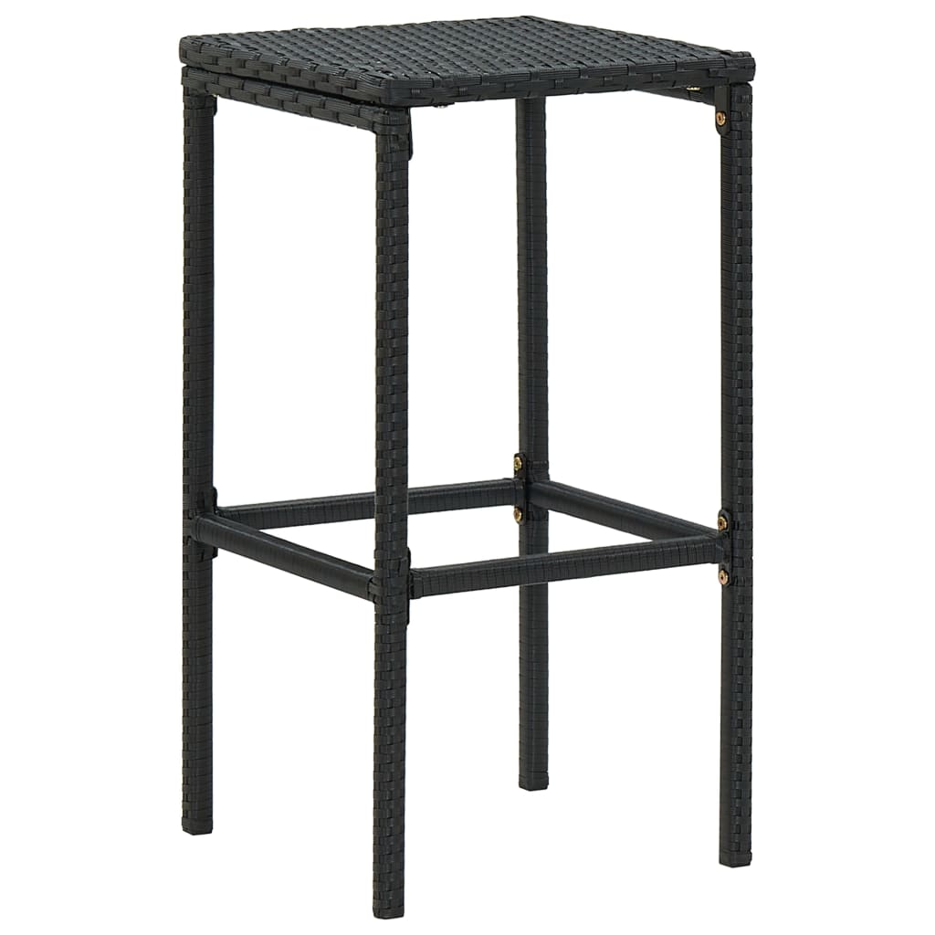 3 db fekete polyrattan bárszék párnával