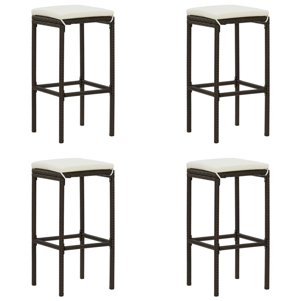 4 db barna polyrattan bárszék párnával