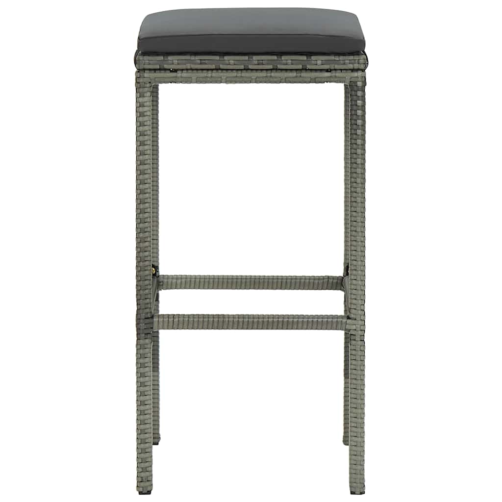 4 db szürke polyrattan bárszék párnával