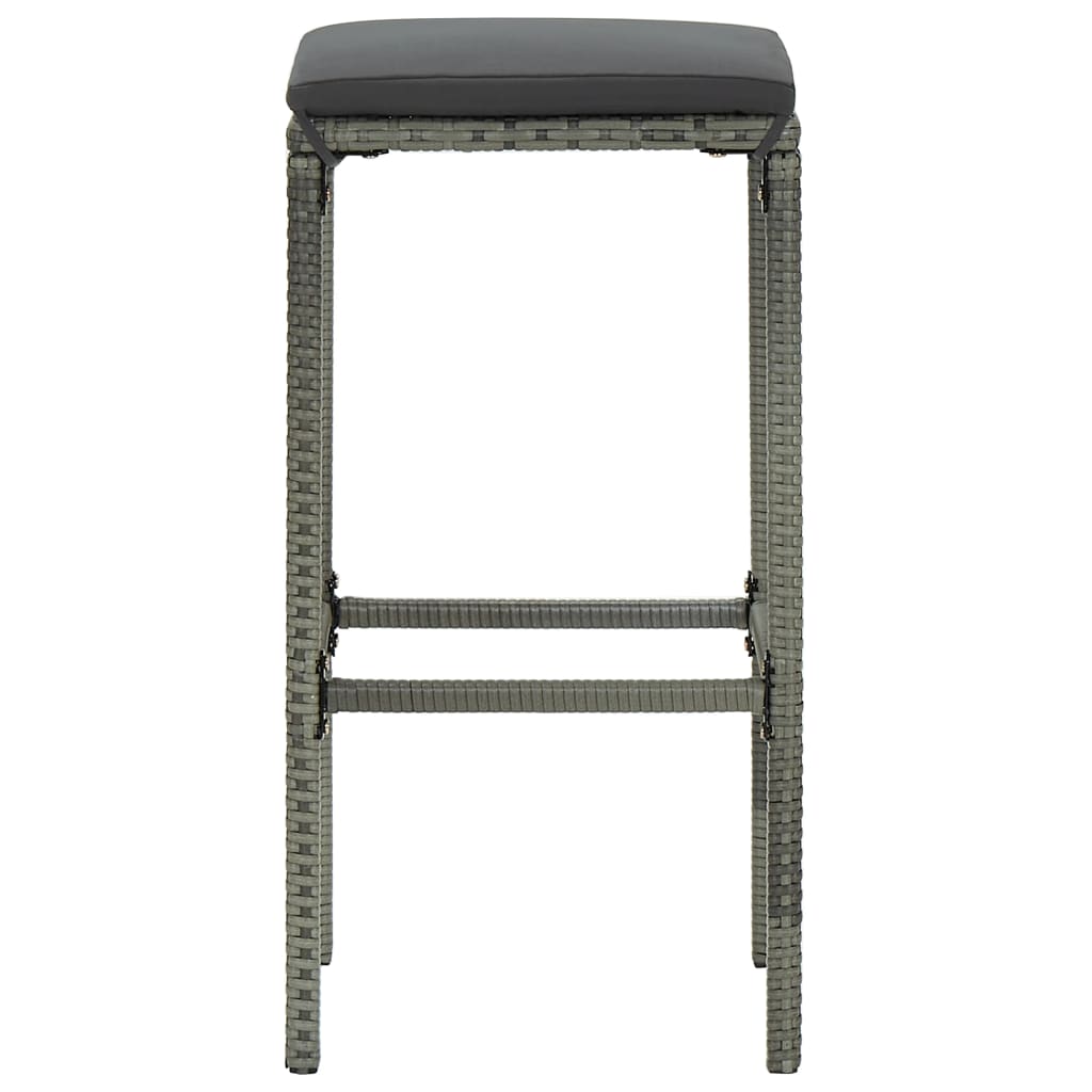 6 db szürke polyrattan bárszék párnával
