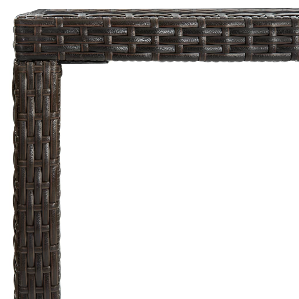 barna polyrattan és üveg kerti bárasztal 130 x 60 x 110 cm