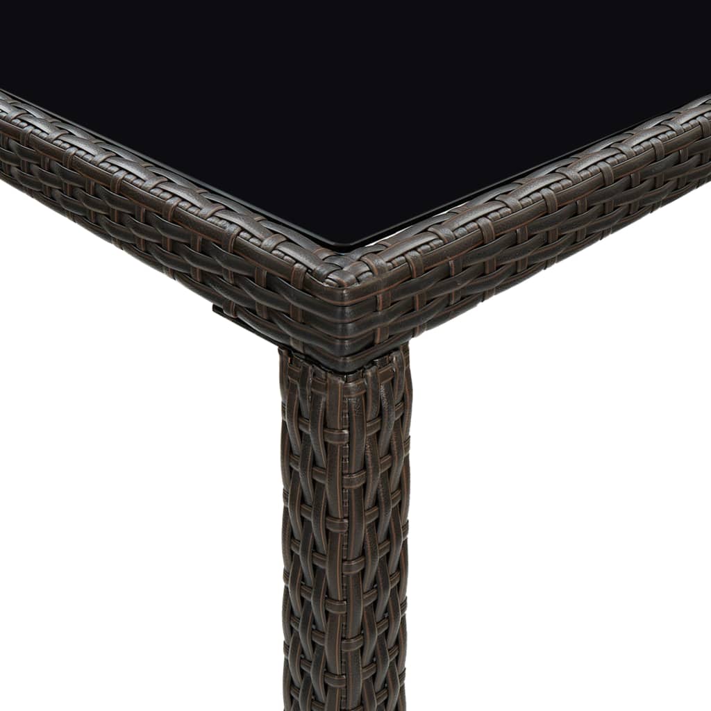 barna polyrattan és üveg kerti bárasztal 130 x 60 x 110 cm
