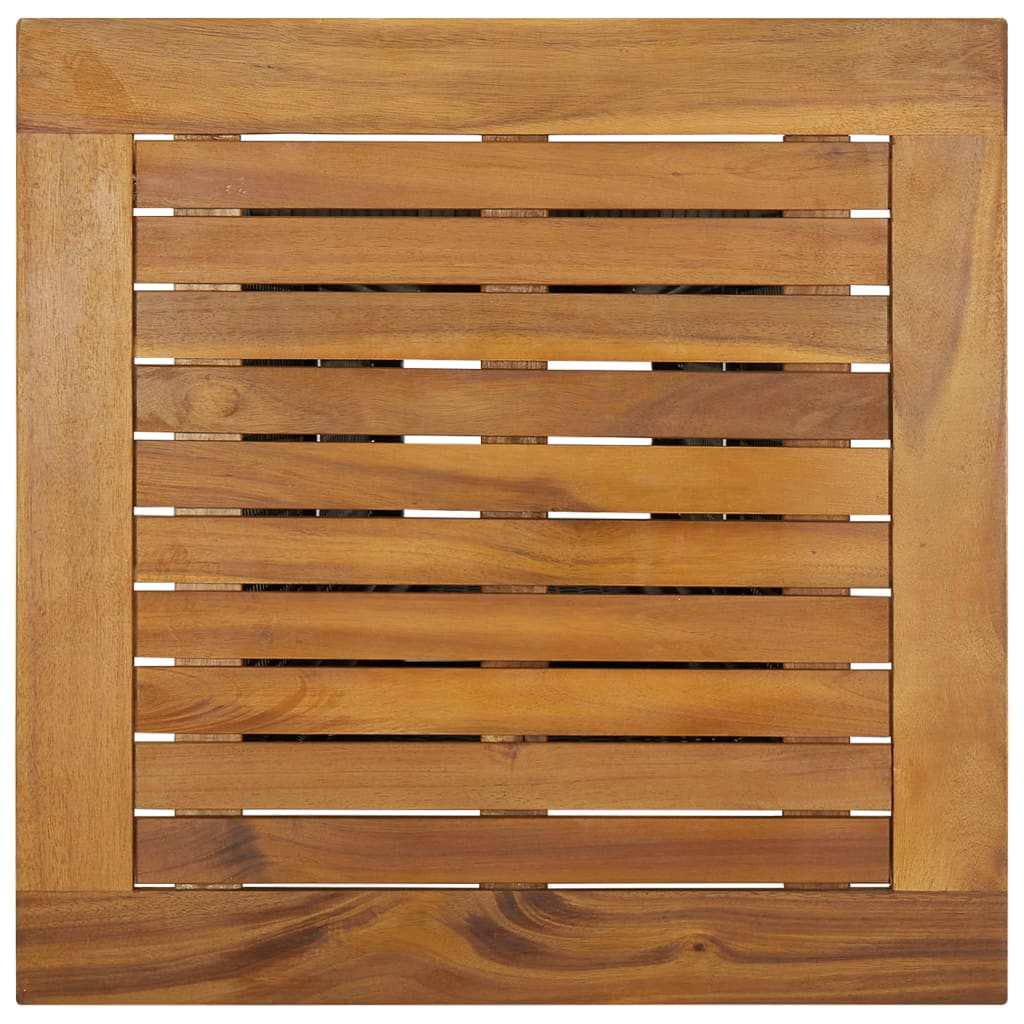 szürke polyrattan és tömör akácfa bárasztal 60 x 60 x 110 cm