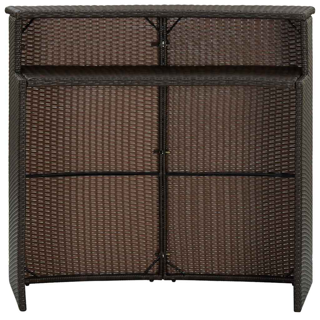 barna polyrattan kerti bárasztal 120 x 55 x 110 cm