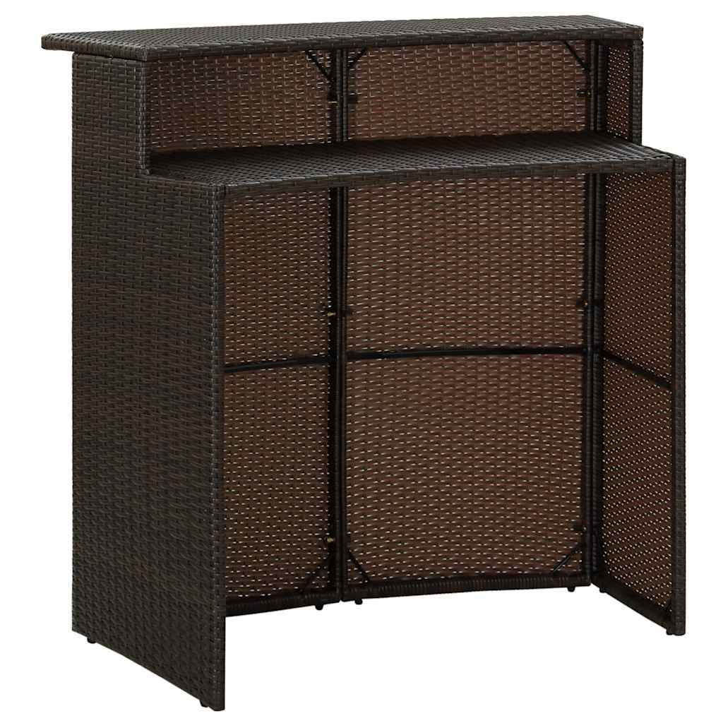 barna polyrattan kerti bárasztal 120 x 55 x 110 cm