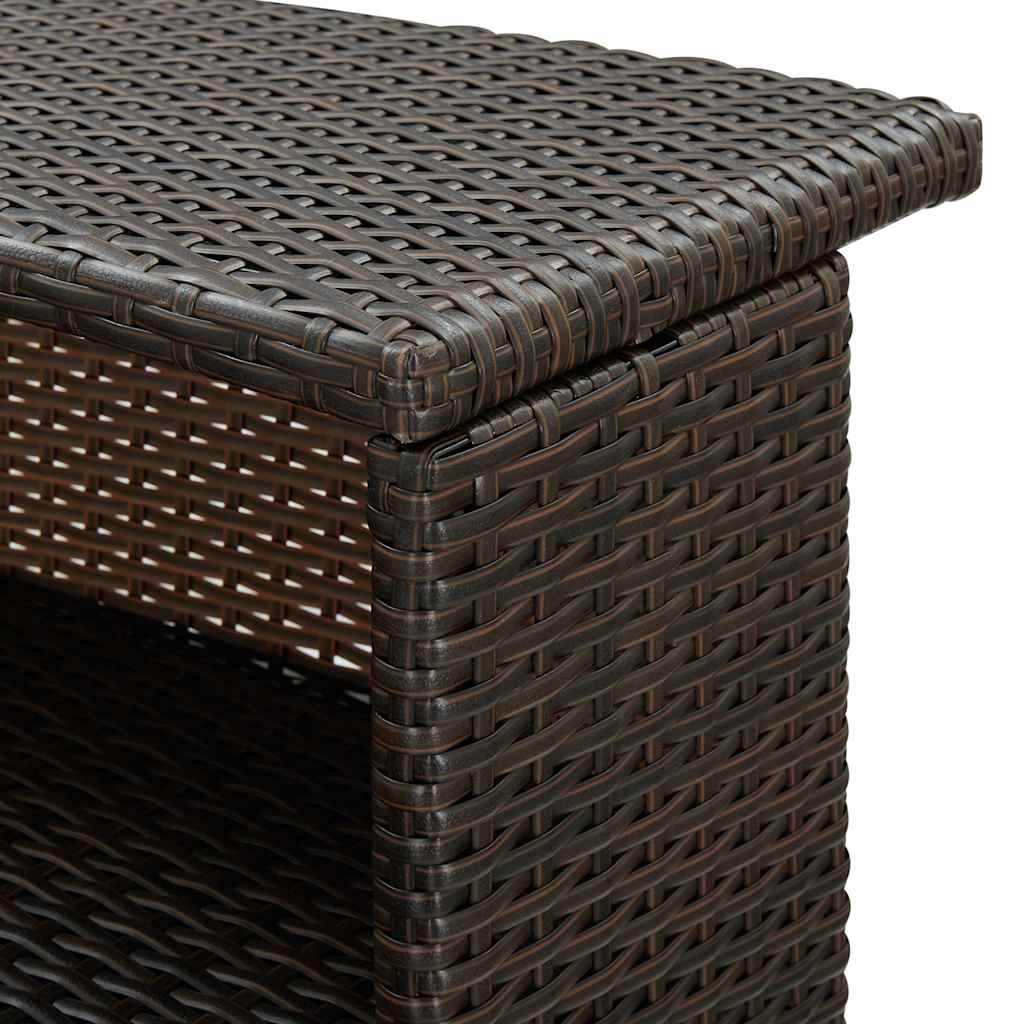 barna polyrattan kerti bárasztal 120 x 55 x 110 cm