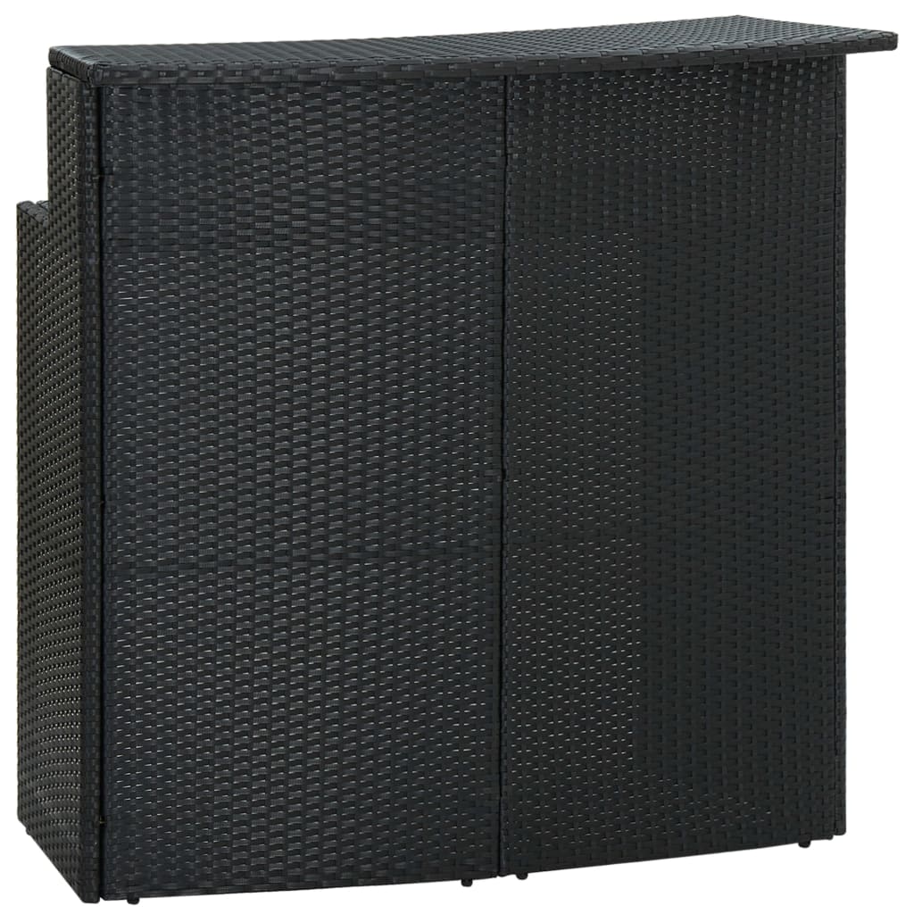 fekete polyrattan kerti bárasztal 120 x 55 x 110 cm