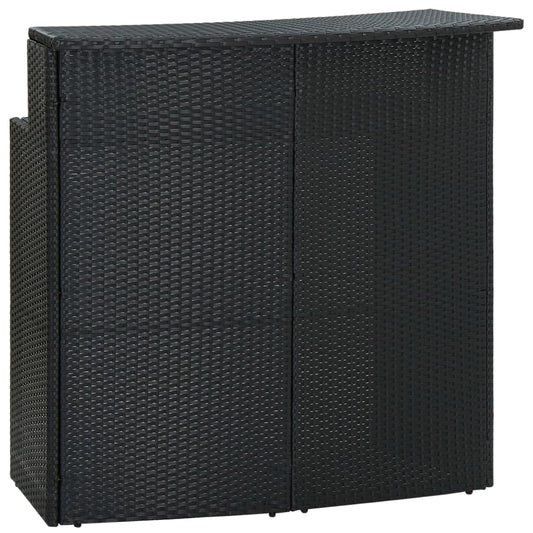 fekete polyrattan kerti bárasztal 120 x 55 x 110 cm