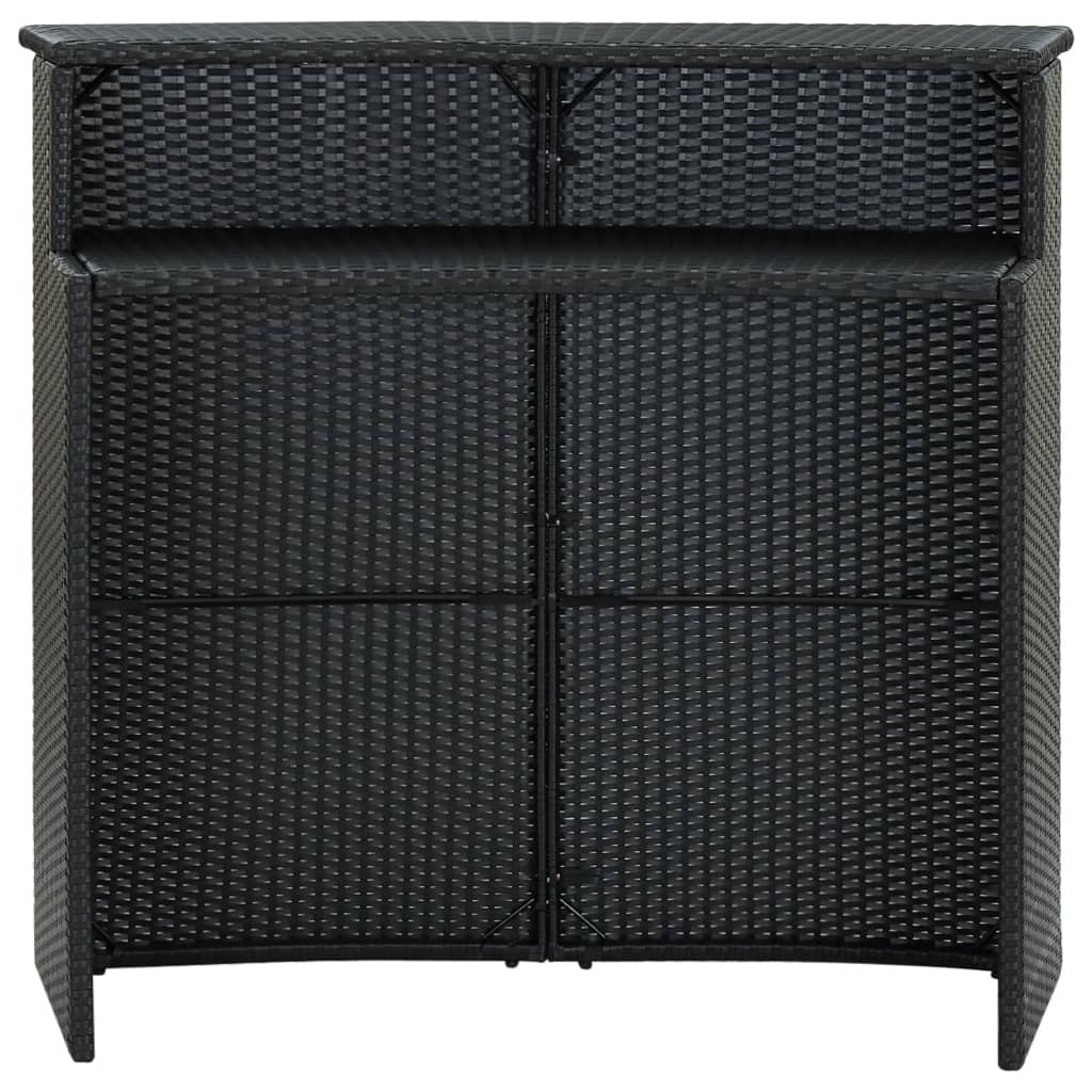fekete polyrattan kerti bárasztal 120 x 55 x 110 cm