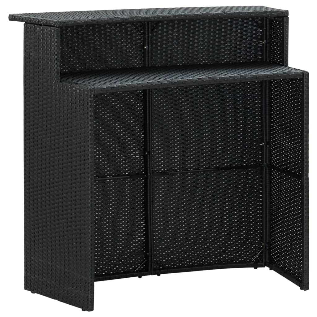 fekete polyrattan kerti bárasztal 120 x 55 x 110 cm