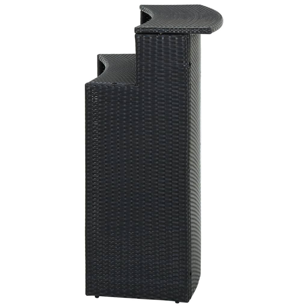 fekete polyrattan kerti bárasztal 120 x 55 x 110 cm