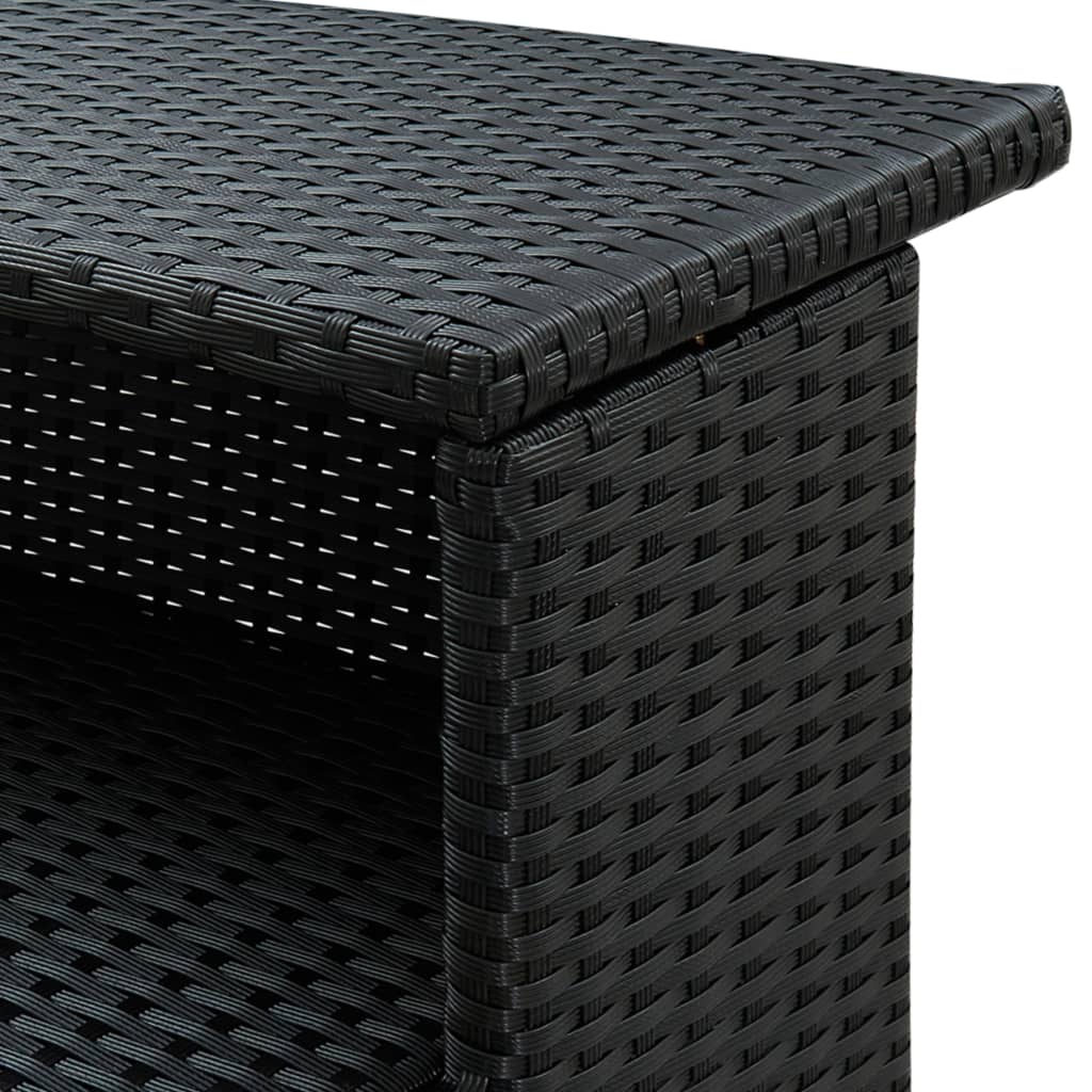 fekete polyrattan kerti bárasztal 120 x 55 x 110 cm