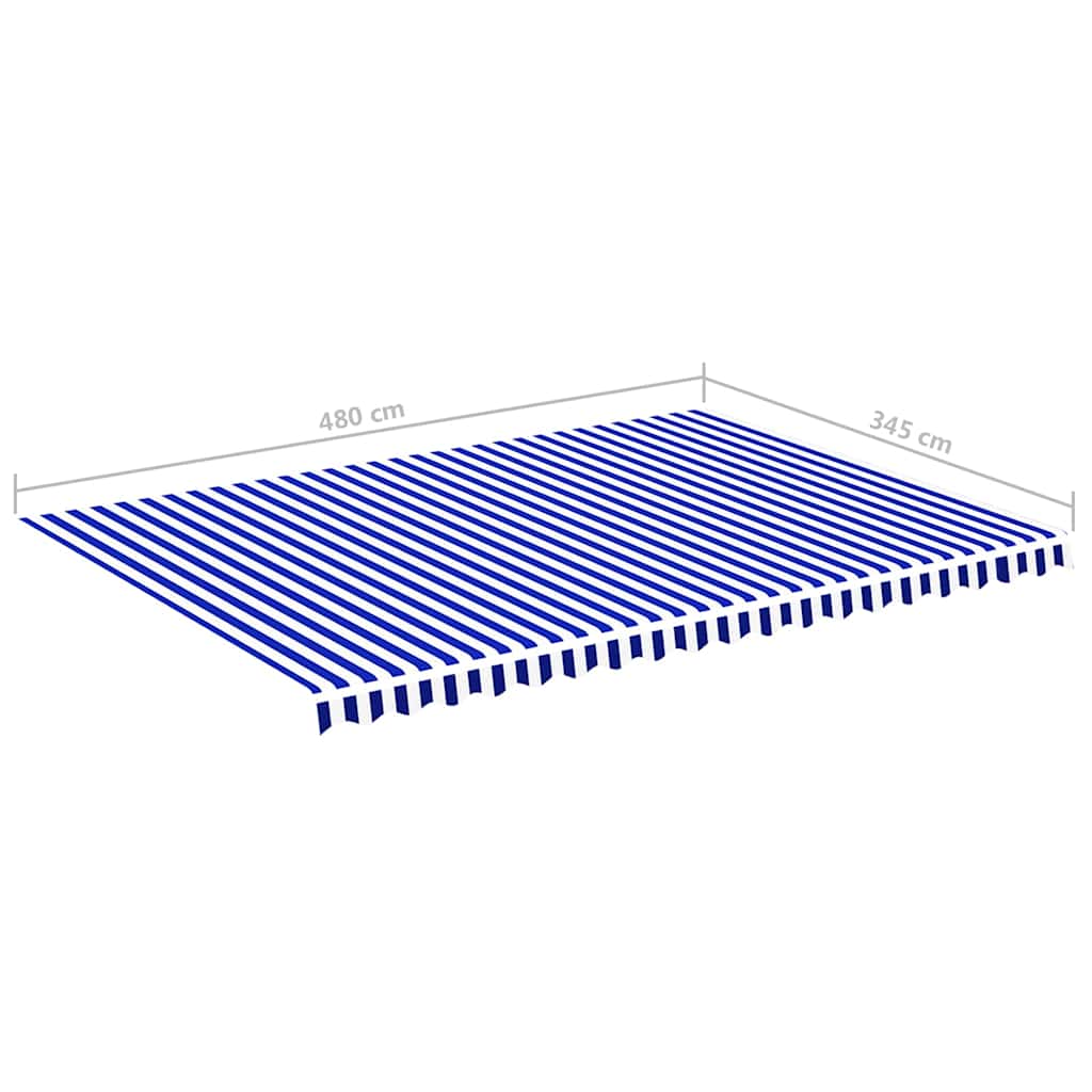 kék és fehér poliészter pótszövet napellenzőhöz 500x350 cm