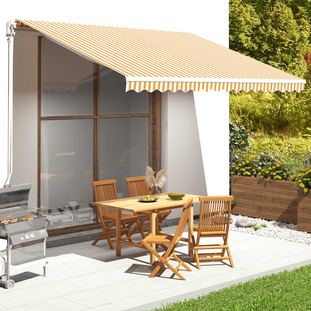 sárga és fehér poliészter pótszövet napellenzőhöz 4,5 x 3,5 m