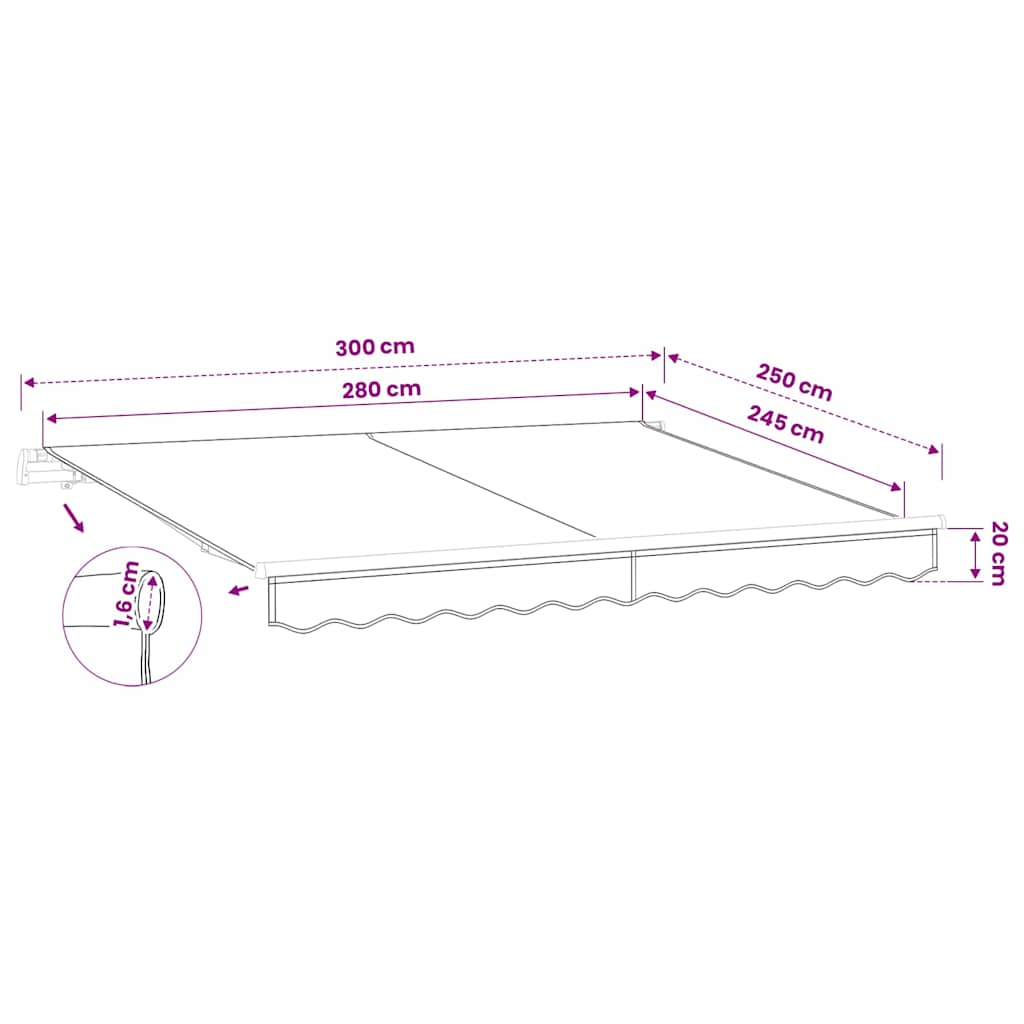 barna poliészter pótszövet napellenzőhöz 300 x 250 cm