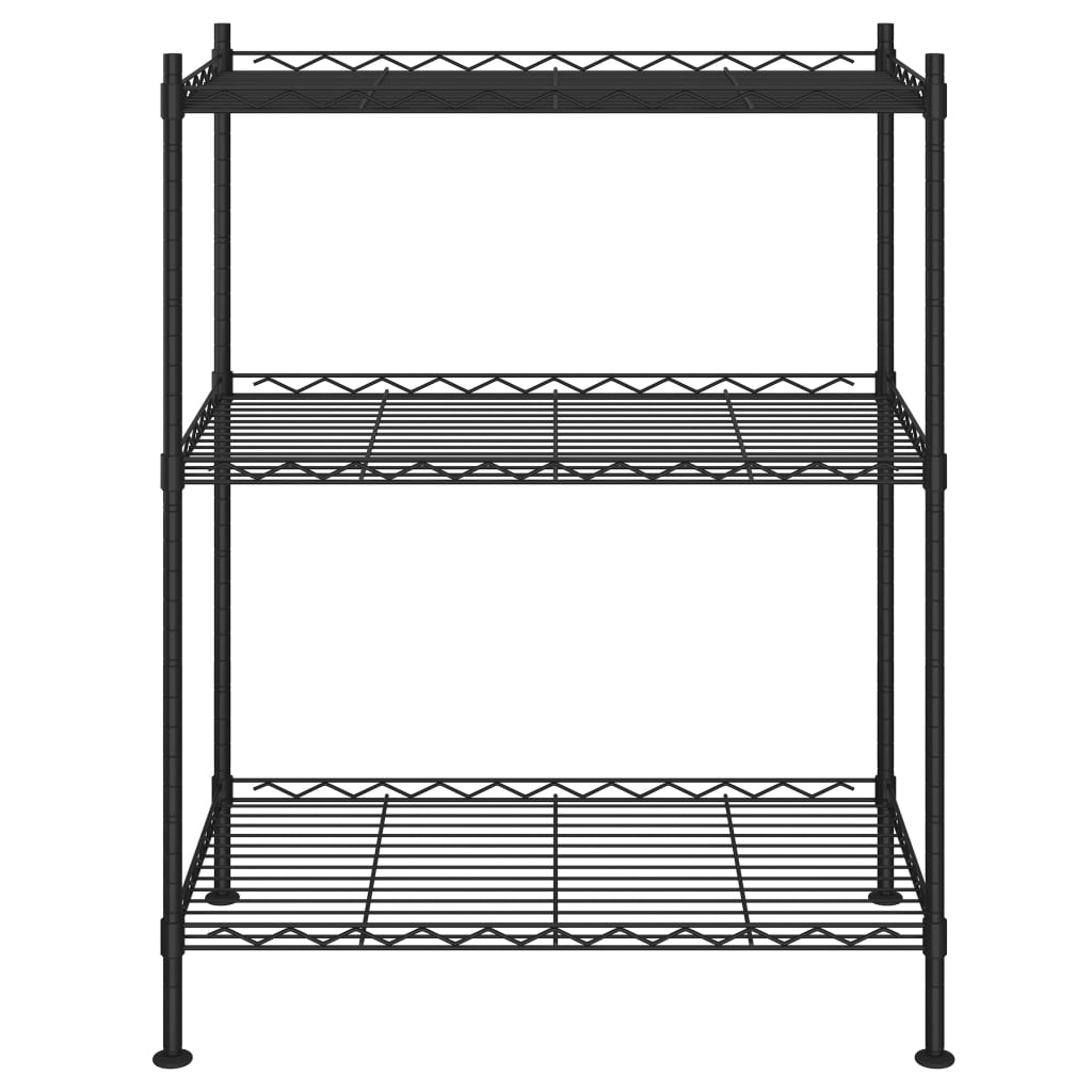 3 szintes fekete tárolóállvány 150 kg 60 x 35 x 76 cm