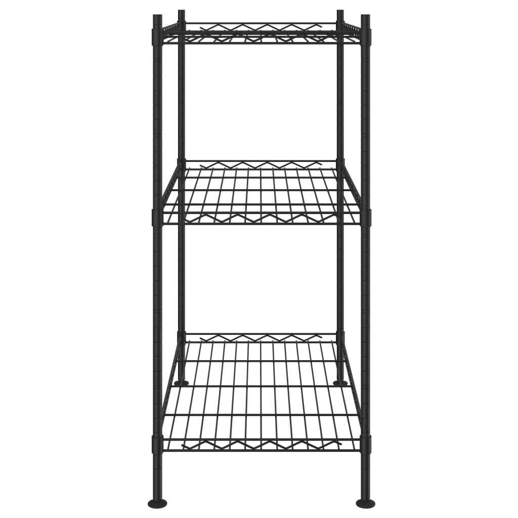 3 szintes fekete tárolóállvány 150 kg 60 x 35 x 76 cm