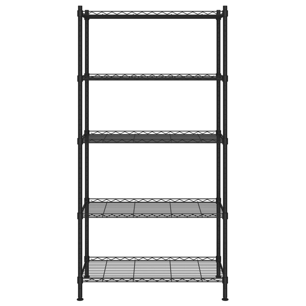 5 szintes fekete tárolópolc 90 x 35 x 180 cm 250 kg