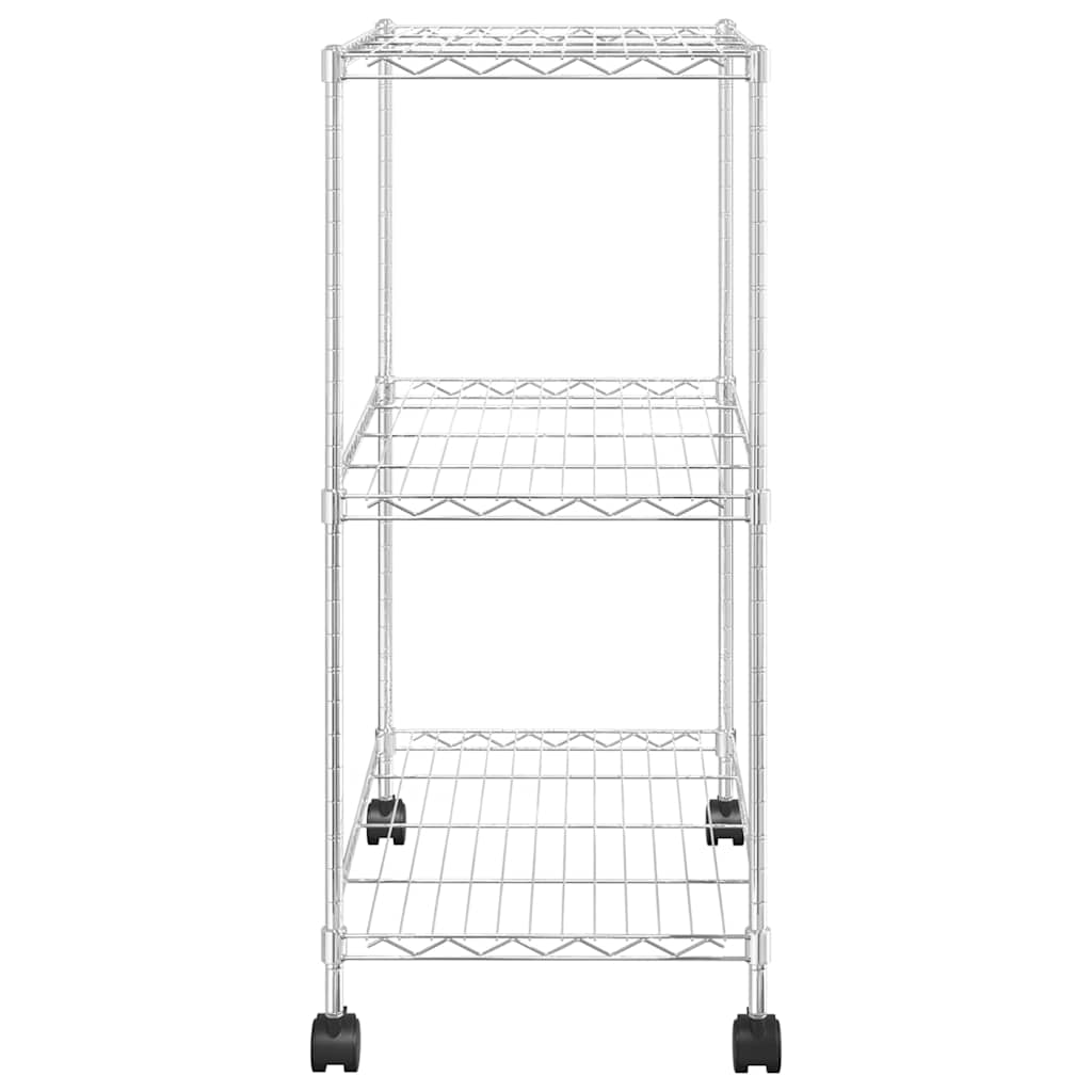 3 szintes króm tárolóállvány kerekekkel 150 kg 60 x 35 x 81 cm
