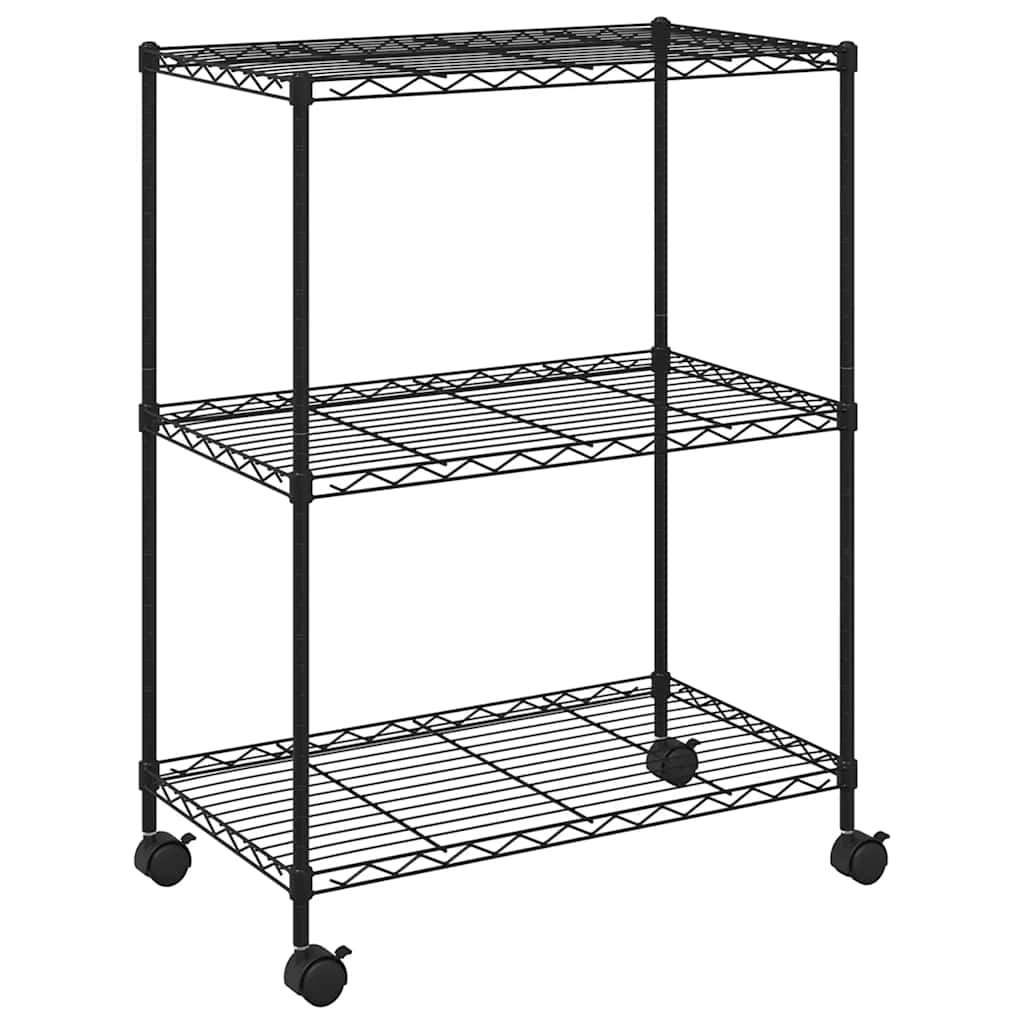 3 szintes króm tárolóállvány kerekekkel 150 kg 60 x 35 x 81 cm