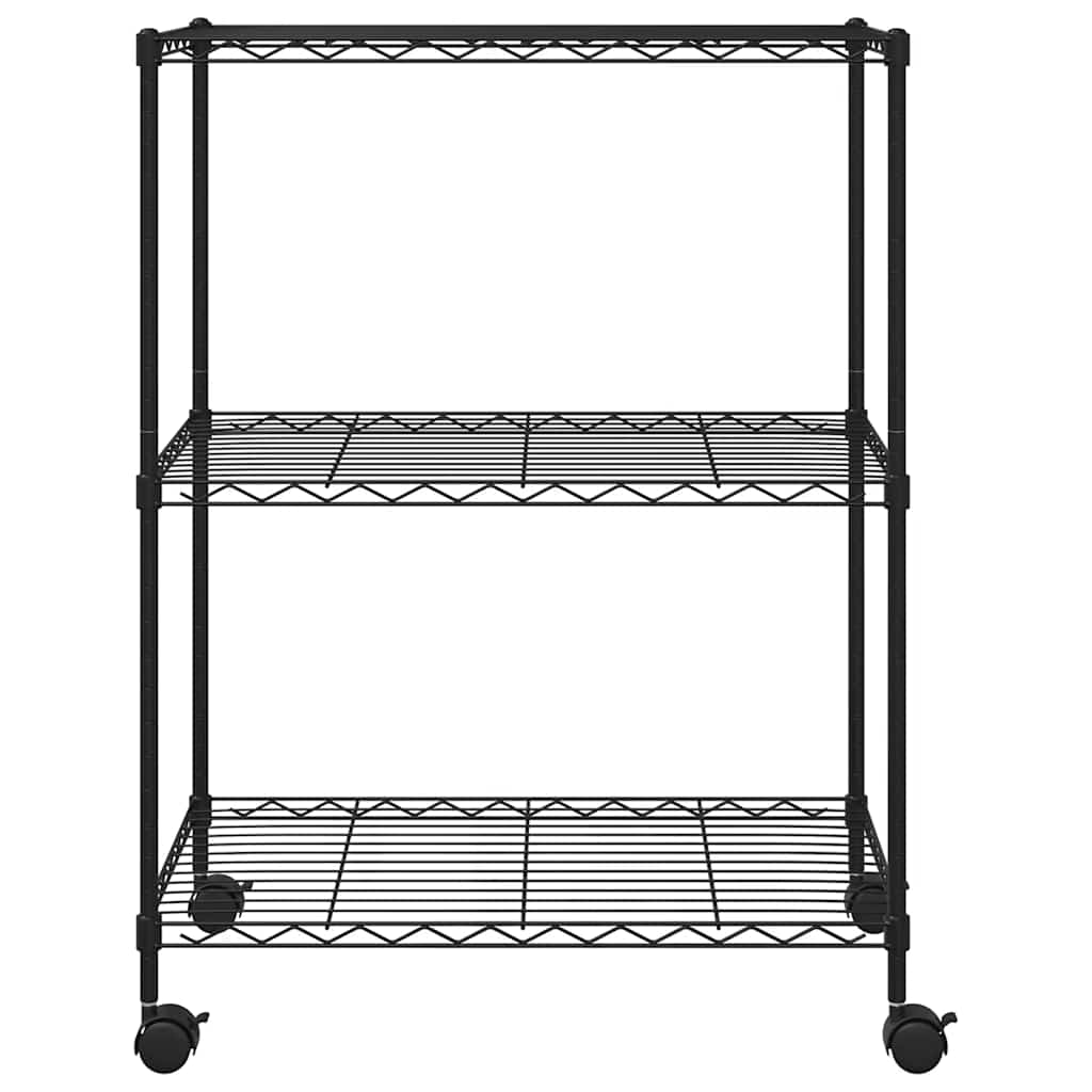 3 szintes króm tárolóállvány kerekekkel 150 kg 60 x 35 x 81 cm