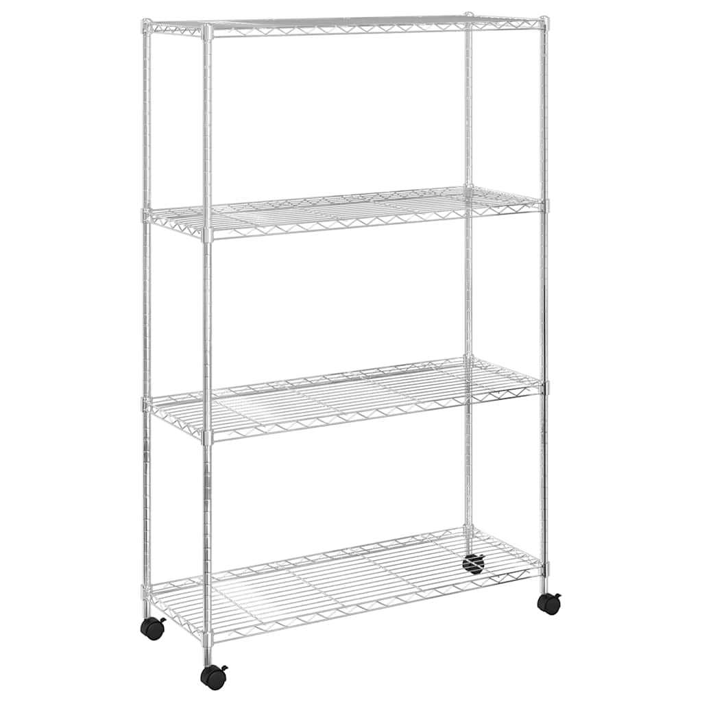 4 szintes króm tárolópolc kerekekkel 90 x 35 x 142 cm 200 kg