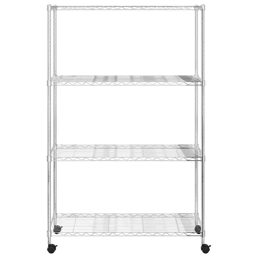 4 szintes króm tárolópolc kerekekkel 90 x 35 x 142 cm 200 kg