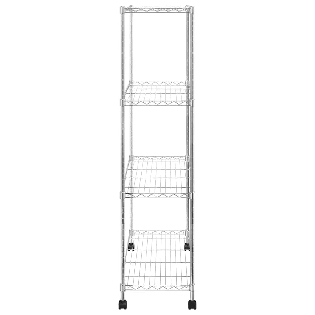 4 szintes króm tárolópolc kerekekkel 90 x 35 x 142 cm 200 kg