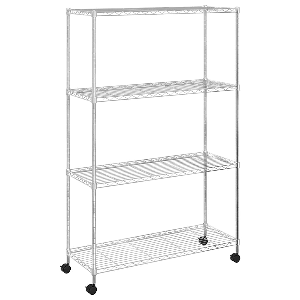 4 szintes króm tárolópolc kerekekkel 90 x 35 x 142 cm 200 kg