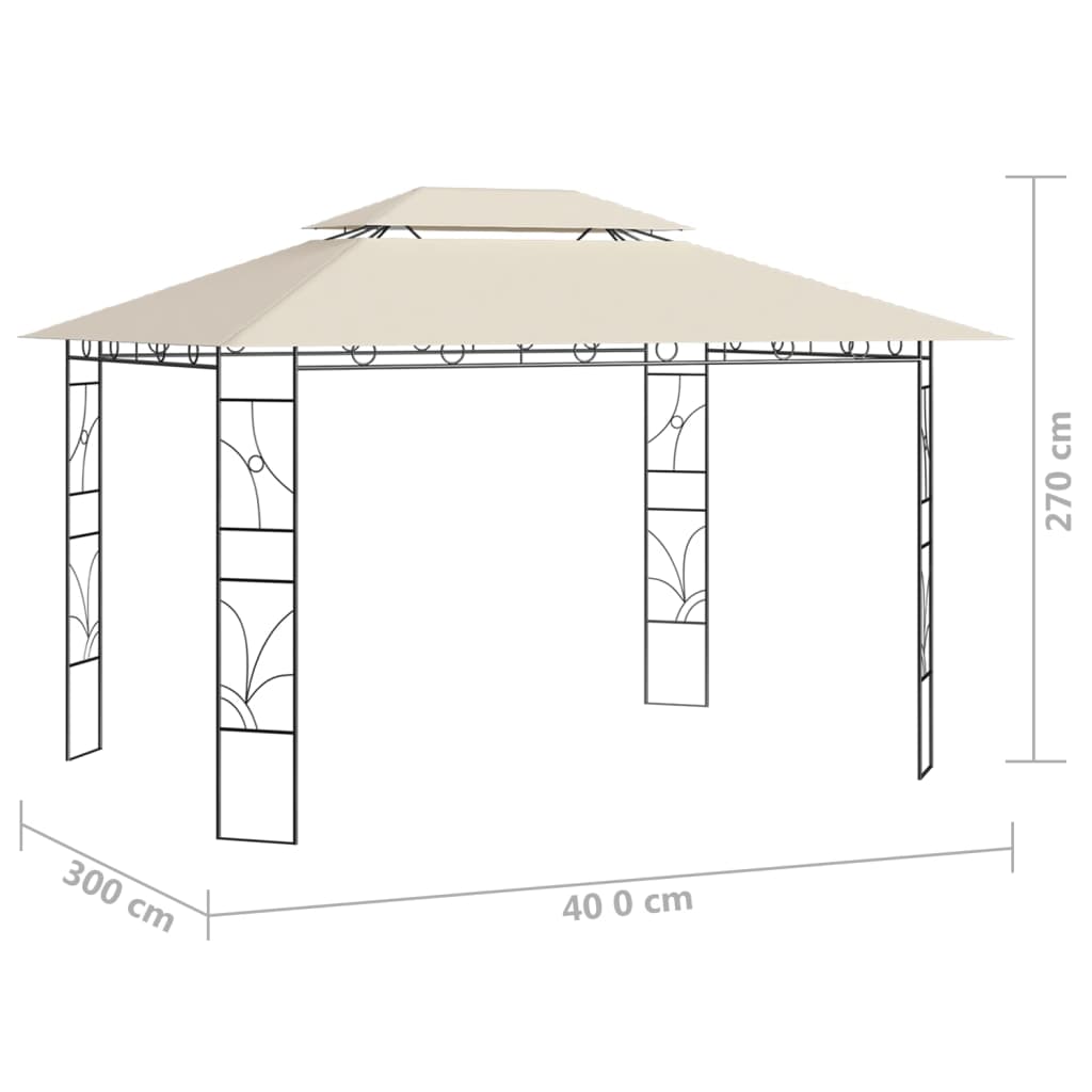 krémszínű pavilon 4 x 3 x 2,7 m 160 g/m²