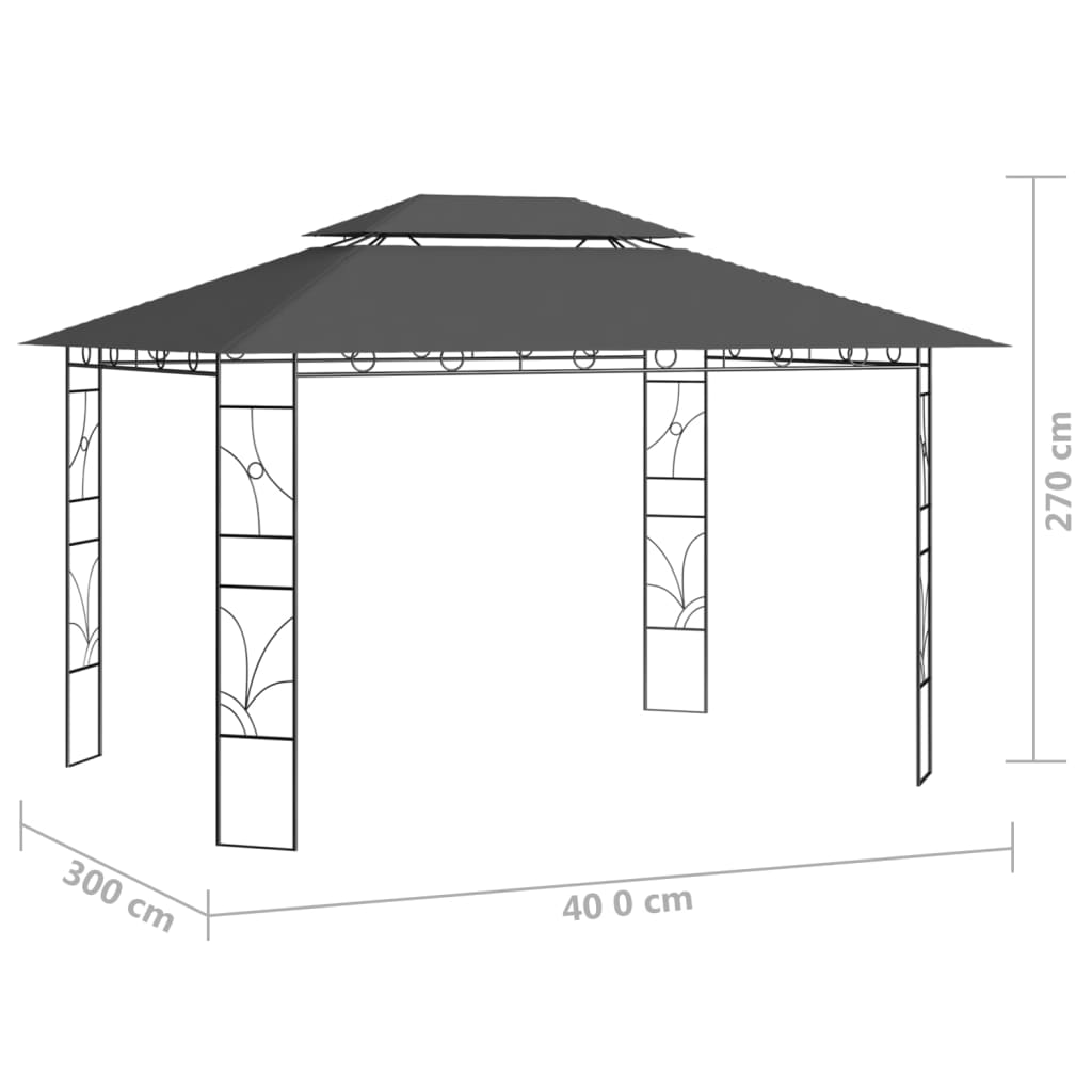 antracitszürke pavilon 4 x 3 x 2,7 m 160 g/m²