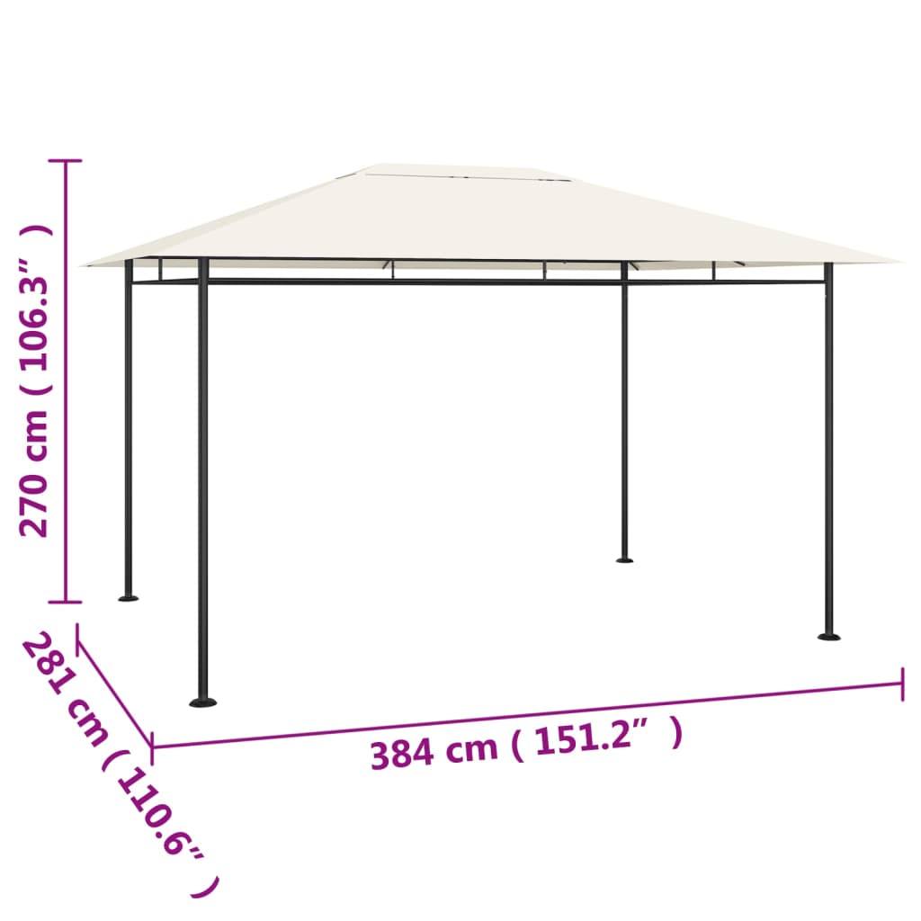 krémszínű pavilon 384x281x270 cm 180 g/m²