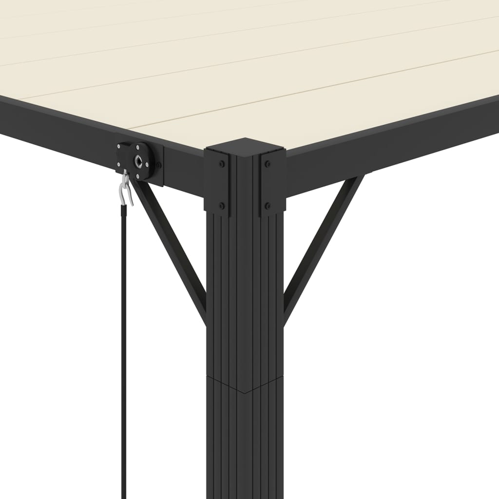 krémszínű szövet és alumínium pavilon lamellás tetővel 3 x 3 m
