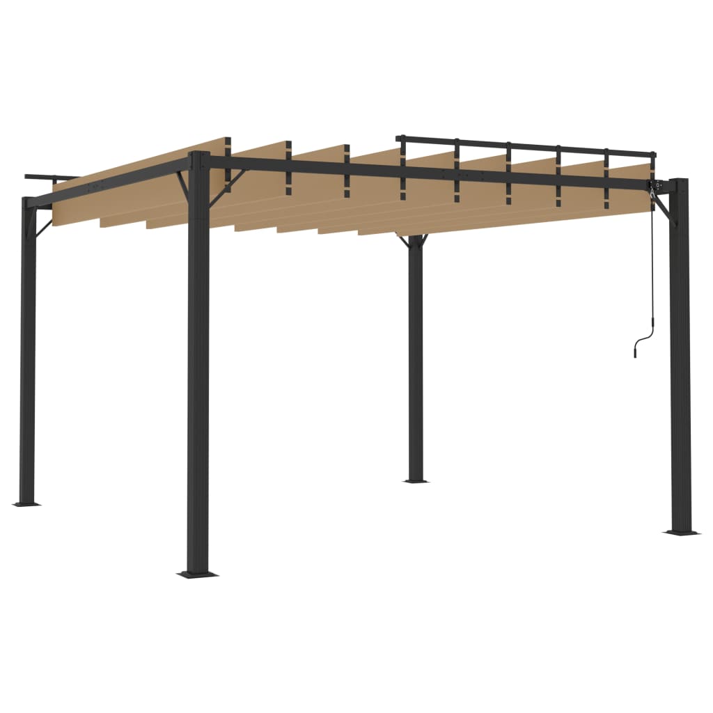 tópszínű szövet és alumínium pavilon lamellás tetővel 3 x 3 m
