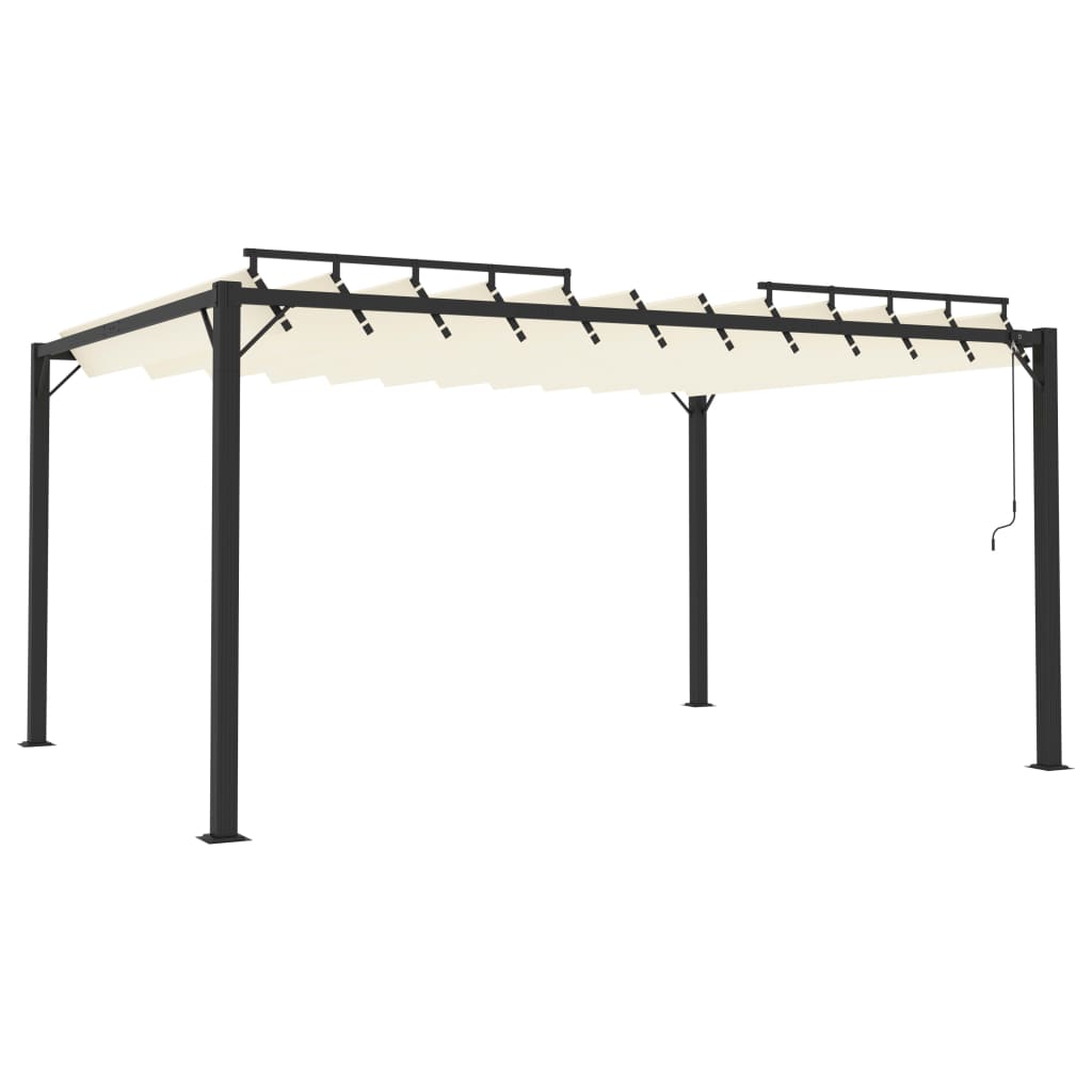 krémszínű szövet és alumínium pavilon lamellás tetővel 3 x 4 m