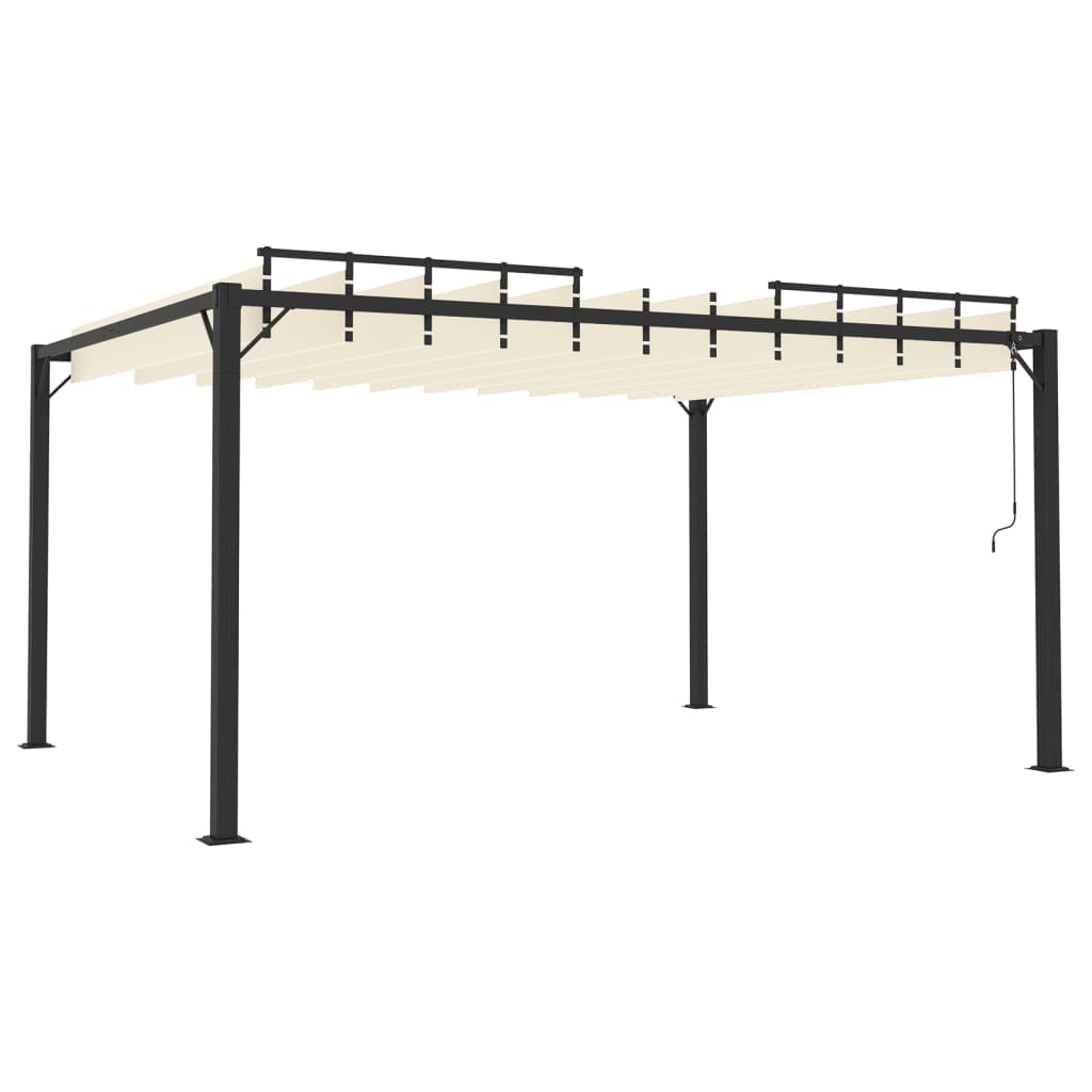 krémszínű szövet és alumínium pavilon lamellás tetővel 3 x 4 m